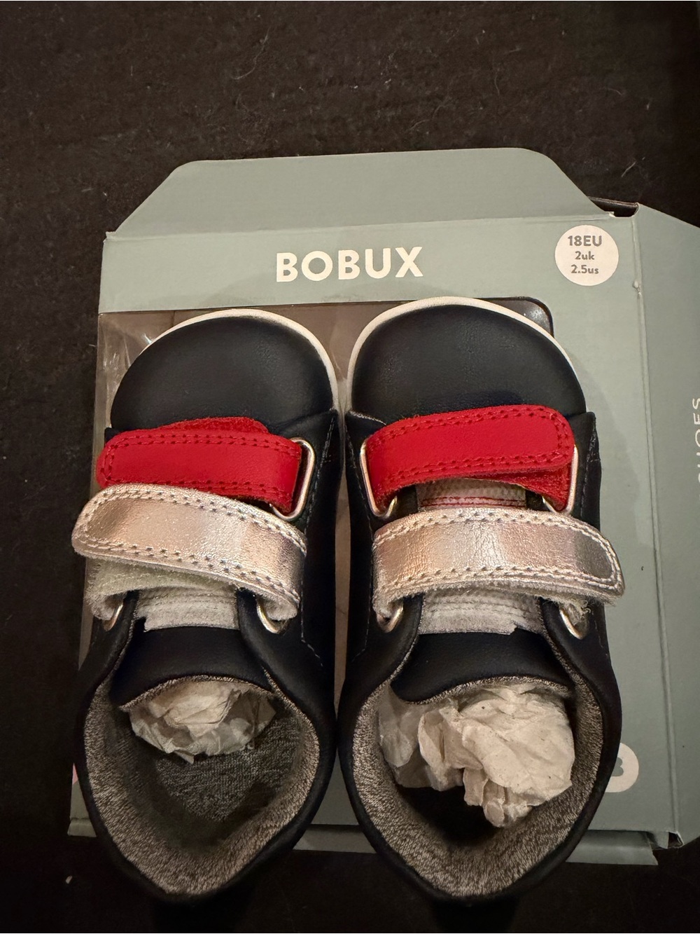 Bobux step up grass court switch navy shoes NEW